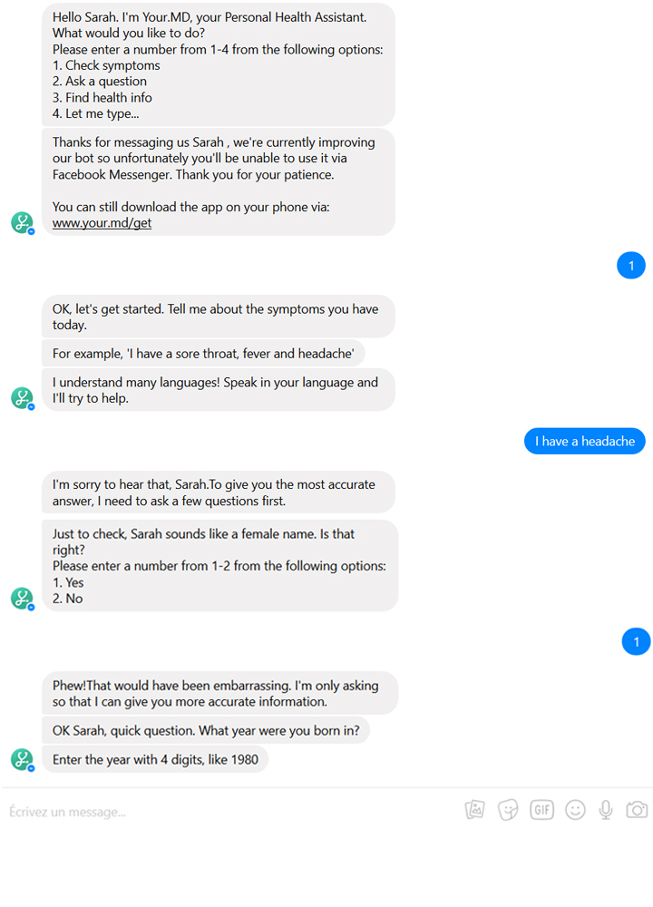 Exemple chatbot medical