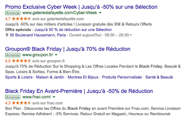 Exemple Black Friday Google Ads