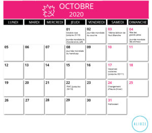 calendrier marketing octobre 2020