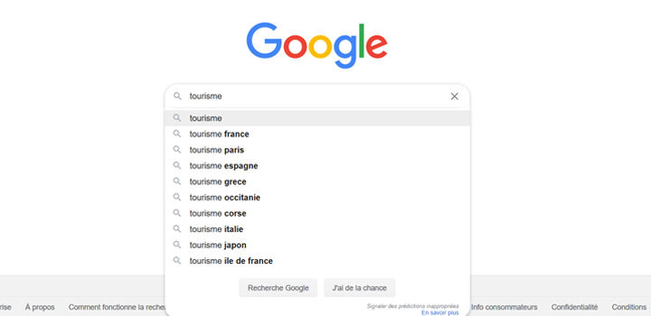 Top des recherches tourisme sur Google en France