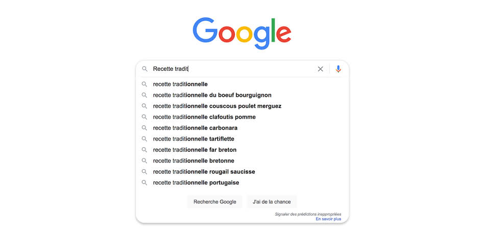 Top food searches on Google in France