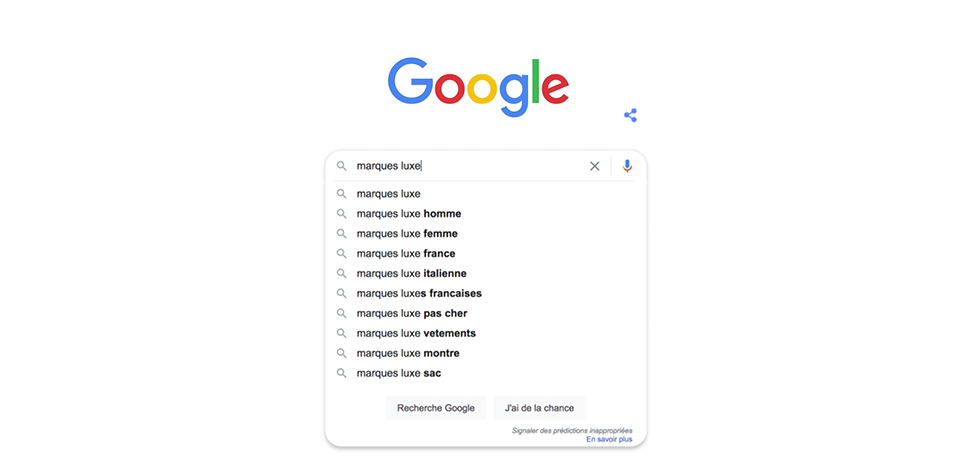 Top des recherches luxe sur Google en France